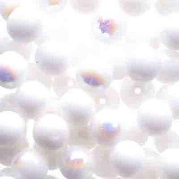 50 6mm Opaque White AB Round Glass Beads