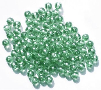 50 6mm Transparent Peridot Lustre Glass Beads