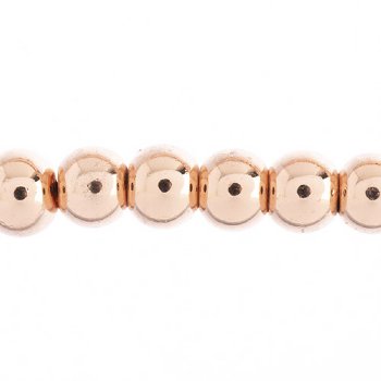 24 Inch Strand of 6mm Bright Copper Round Metalized Glass Beads