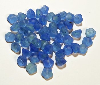 50 6mm Transparent Matte Green & Blue Button Flower Beads