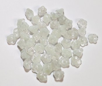 50 6mm Transparent Crystal & Ivory Button Flower Beads