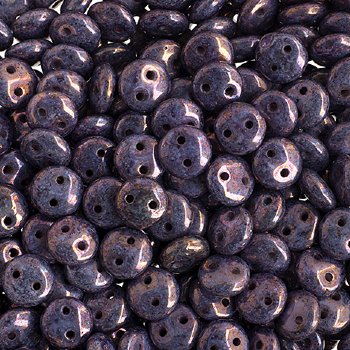 50 6mm Chalk Lumi Amethyst Two Hole Glass Lentil Beads