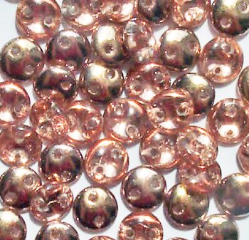 50 6mm Apollo Gold Two Hole Glass Lentil Beads