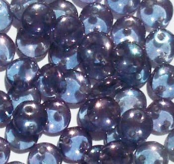 50 6mm Transparent Amethyst Lustre Two Hole Glass Lentil Beads