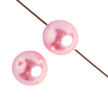 16 inch strand of 6mm Baby Pink Round Glass Pearl Beads