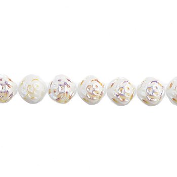 22, 8mm White Alabaster AB Two Hole Candy Rose Beads