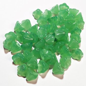 50 7mm Milky Jade Green Bell Flower Beads