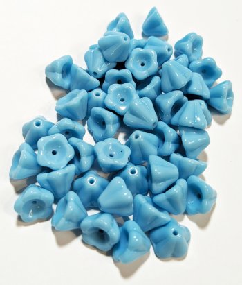 50 7mm Opaque Light Blue Bell Flower Beads