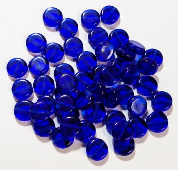 50 8x3mm Transparent Cobalt Flat Disk Beads