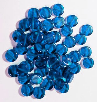 50 8x3mm Transparent Dark Aqua Flat Disk Beads