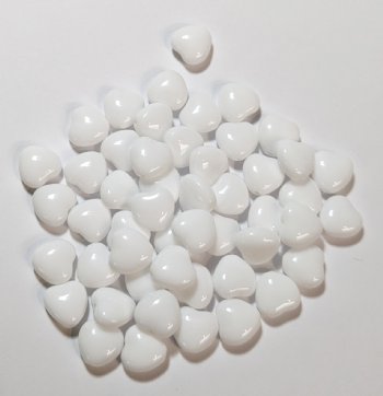 50 8mm Opaque White Glass Heart Beads