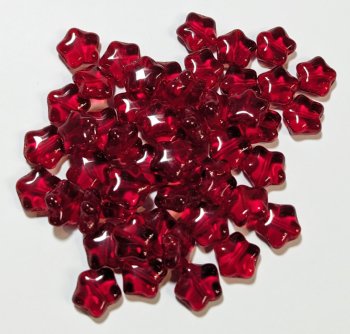 50 8mm Transparent Red Star Beads