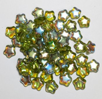 50 8mm Transparent Olive AB Star Beads