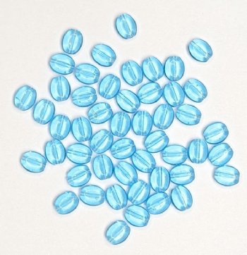 50 8x6mm Transparent Aqua Flat Oval Glass Beads