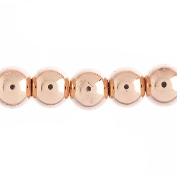 24 Inch Strand of 9mm Bright Gold Round Metalized Glass Beads