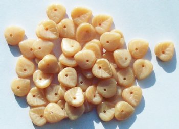 50 9mm Opaque Satin Camel Leaf Beads