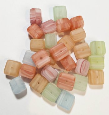 30 9x10mm Matte Mixed Marble Cube Beads