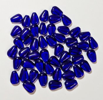 50, 9x6mm Transparent Cobalt Flat Drop Beads