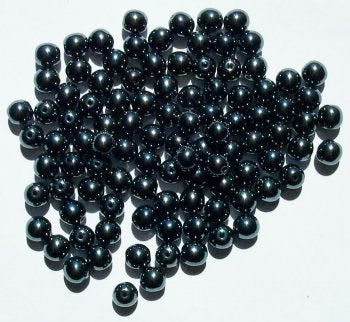 50 6mm Round Metallic Gunmetal Glass Beads