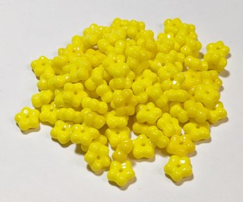 100 3x7mm Opaque Yellow Flower Spacer Beads