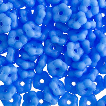 50, 5mm Opaque Blue Alabaster Glass Forget Me Not Flower Beads