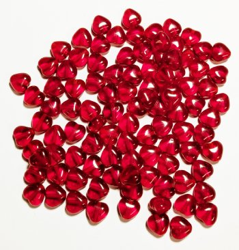 100 6mm Transparent Red Glass Heart Beads