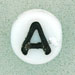 7x4mm White Glass Letter Bead - A