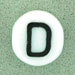 7x4mm White Glass Letter Bead - D