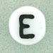 7x4mm White Glass Letter Bead - E