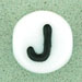 7x4mm White Glass Letter Bead - J