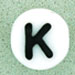 7x4mm White Glass Letter Bead - K