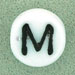 7x4mm White Glass Letter Bead - M