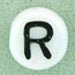 7x4mm White Glass Letter Bead - R