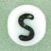 7x4mm White Glass Letter Bead - S