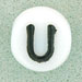 7x4mm White Glass Letter Bead - U