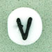 7x4mm White Glass Letter Bead - V