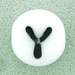 7x4mm White Glass Letter Bead - Y