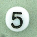 7x4mm White Glass Number Bead - 5