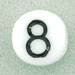 7x4mm White Glass Number Bead - 8