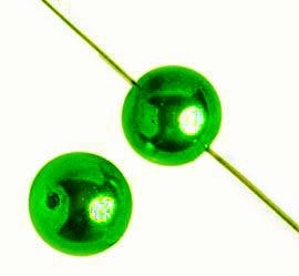 16 inch strand of 4mm Christmas Green Round Glass Pearl Beads