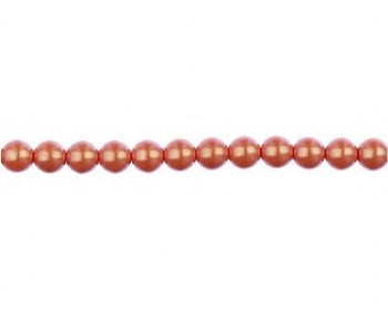 8 inch strand of 4mm Iridescent Light Coral Round Glass Pearl Beads