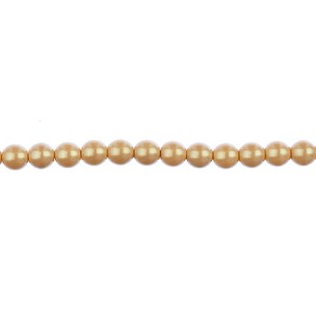8 inch strand of 4mm Iridescent Dark Cream Round Glass Pearl Beads