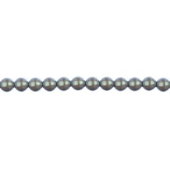 8 inch strand of 4mm Iridescent Grey Round Glass Pearl Beads