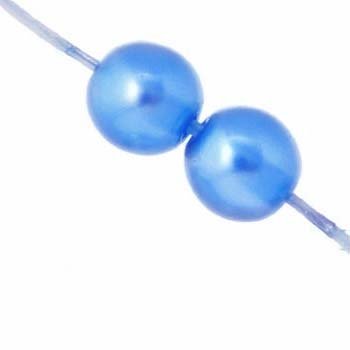 16 inch strand of 4mm Persian Blue Round Glass Pearl Beads