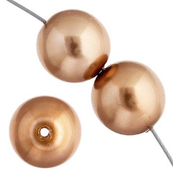 16 inch strand of 6mm Rose Gold Round Glass Pearl Beads