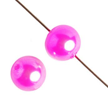 16 inch strand of 6mm Hot Pink Glass Pearl Beads