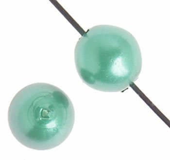 16 inch strand of 6mm Light Teal Round Glass Pearl Beads