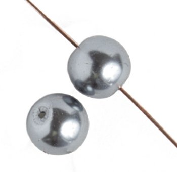 16 inch strand of 8mm Round Dark Grey Glass Pearl Beads