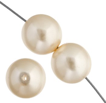 16 inch strand of 8mm Round Cream Glass Pearl Beads