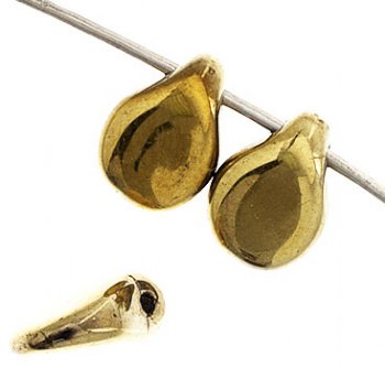 69, 5x7mm Metallic Gold Aurum Full Coat Glass Pip Beads